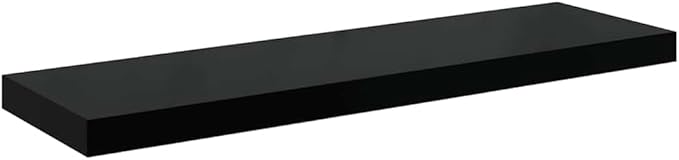 Wall Shelf Set of 2 High Gloss Black Honeycomb MDF Metal Floating Shelves Modern Storage for Home Decor