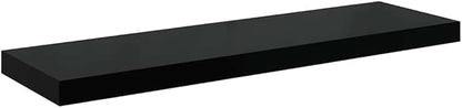 Wall Shelf Set of 2 High Gloss Black Honeycomb MDF Metal Floating Shelves Modern Storage for Living Room Office Decor