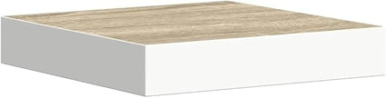 Floating Wall Shelf Oak and White Honeycomb MDF Metal 9.1 x 9.3 x 1.5 in Modern Invisible Mounting System for Living Room Office Display