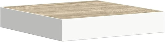 Modern Floating Wall Shelf Oak White Honeycomb MDF Metal 9.1x9.3x1.5 Inch with Invisible Mounting System for Living Room Office Decor Display