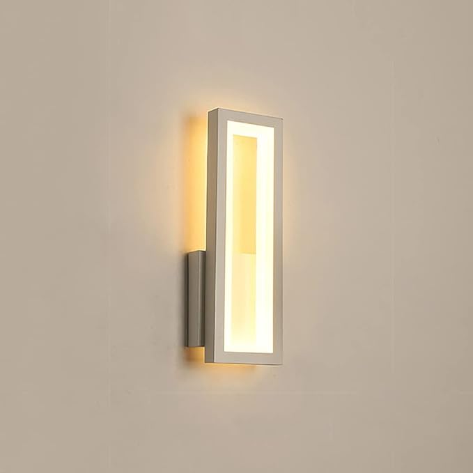 LED Wall Light Modern Metal Wall Sconce Lighting 16W Bedside Wall Lamp, Nordic Rectangle Wall Sconces Indoor Wall Wash Lights for Living Room Bedroom Bedside Hallway