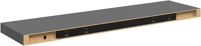 High Gloss Grey Floating Wall Shelf Set of 2, Honeycomb MDF and Metal Modern Storage for Bedroom or Office, Space Optimization and Sturdy Build with Invisible Mounting System
