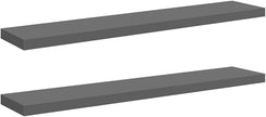 High Gloss Grey Floating Wall Shelf Set of 2 with Invisible Mounting System, Modern Honeycomb MDF and Metal Design for Living Room Bedroom Office Storage and Display