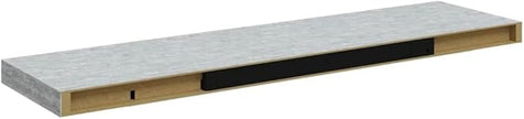 Concrete Grey Honeycomb MDF Floating Wall Shelf Set of 4 with Metal Frame for Living Room Office Storage Display