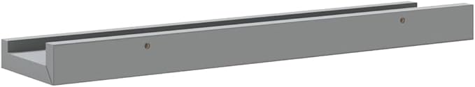 Gray MDF Floating Frame Ledge Shelf Set of 2, Modern U-Shaped Wall Mounted Shelves for Displaying Photos Artwork Decor, Minimalist Design with Hardware Included, Compact Size