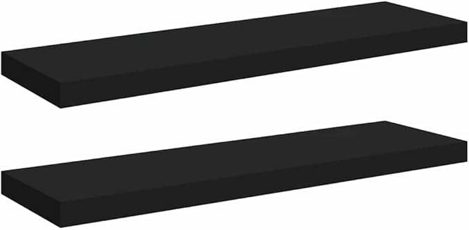 Black Honeycomb Floating Wall Shelf Set of 2, MDF and Metal Modern Shelves for Home Decor, 31.5 Inch with Matte Finish for Living Room Office Display