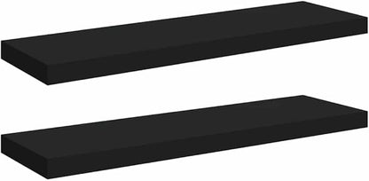 Black Honeycomb Floating Wall Shelf Set of 2, MDF and Metal Modern Shelves for Home Decor, 31.5 Inch with Matte Finish for Living Room Office Display