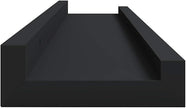 Picture Frame Ledge Shelves, 2 Pack Black Wall Mounted Display Shelves 23.6 Inches, U-Shaped Floating Shelf for Photos Art Decor, Easy Install MDF Board Home Office Decor