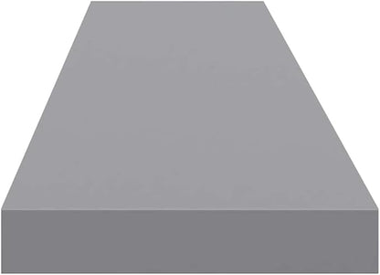 Set of 2 Gray Floating Wall Shelves, Honeycomb MDF and Metal Construction, 47.2 in x 9.3 in, Modern Minimalist Design for Living Room Bedroom Office Storage and Display