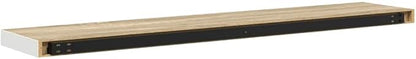 Floating Wall Shelf Set of 2 in Oak and White Honeycomb MDF with Metal Brackets for Modern Home Office Display and Storage