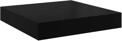 High Gloss Black Honeycomb MDF Floating Wall Shelf Set of 2 with Metal Brackets for Home Decor and Display Storage