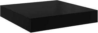 High Gloss Black Floating Wall Shelf Set of 2, Honeycomb MDF and Metal Construction for Modern Decor, Invisible Mounting System, Sturdy Display Shelves for Home or Office
