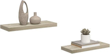 Set of 2 Oak Honeycomb MDF Floating Wall Shelves with Metal Brackets for Modern Home Decor and Space Saving Storage