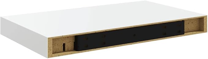 Set of 2 High Gloss White Honeycomb MDF Floating Wall Shelves with Metal Frame, Modern Design for Living Room and Bedroom Storage and Display, Easy Installation, Durable