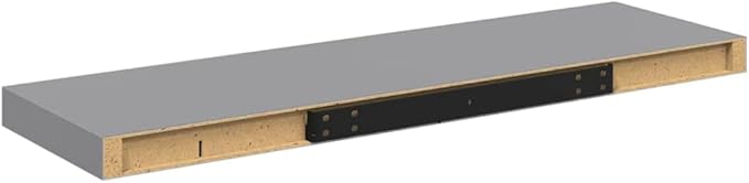 Grey Honeycomb MDF Floating Wall Shelf with Metal Frame, 31.5 x 9.3 x 1.5 Inches, Modern Invisible Mounting for Living Room Bedroom Office Storage