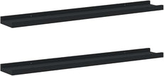 Set of 2 Black Frame Ledge Shelves 31.5 Inch Wall Mounted MDF Modern Display Shelving for Photos Decor Minimalist Home Decor