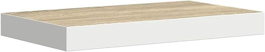 Oak and White Honeycomb MDF Floating Wall Shelf with Metal Bracket, 15.7x9.1 Inches, Invisible Mounting for Modern Decor, Durable Display Storage Unit