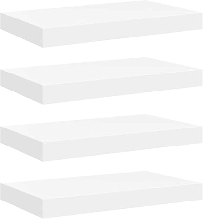 White Honeycomb MDF Floating Wall Shelf Set of 4 with Metal Brackets, Modern Minimalist Display Shelves for Home Organization and Decoration