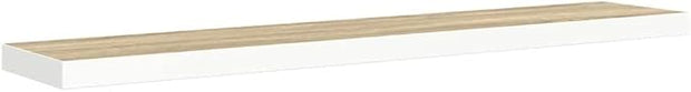 Modern Floating Wall Shelf Oak White Honeycomb MDF with Metal Bracket for Living Room Storage, Invisible Mounting System, Durable Engineered Wood Display Shelf for Books