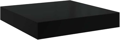 High Gloss Black Honeycomb MDF Floating Wall Shelf Set of 2 with Metal Frame for Modern Home Decor, Space Saving Wall Mounted Display Shelves for Living Room Bedroom Office