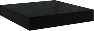 High Gloss Black Honeycomb MDF Floating Wall Shelf Set of 2 with Metal Frame for Modern Home Decor and Functional Storage