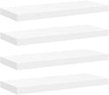 White Honeycomb MDF Floating Wall Shelf Set of 4 with Metal Brackets, Modern Invisible Mounting System for Living Room Bedroom Office Storage and Display