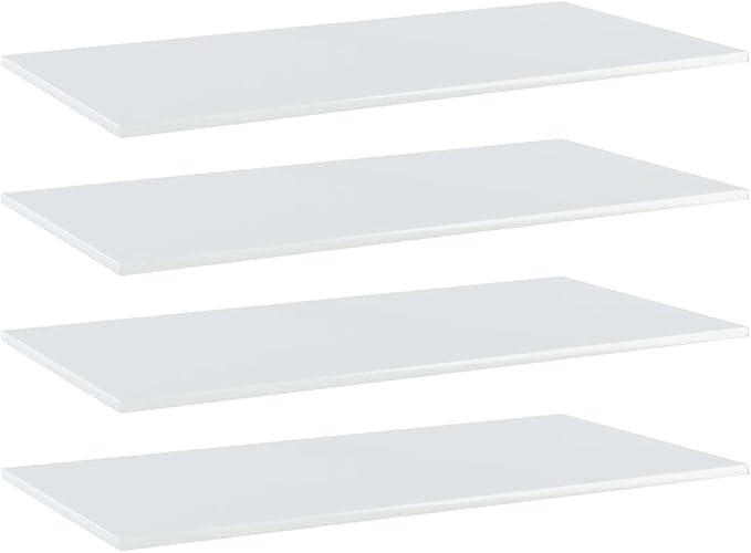 Set of 4 Wall Mounted Floating Shelves, 39.4x19.7 Inch High Gloss White Engineered Wood Display Shelves, Modern Minimalist Storage Ledge for Living Room Library
