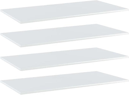 Set of 4 Wall Mounted Floating Shelves, 39.4x19.7 Inch High Gloss White Engineered Wood Display Shelves, Modern Minimalist Storage Ledge for Living Room Library