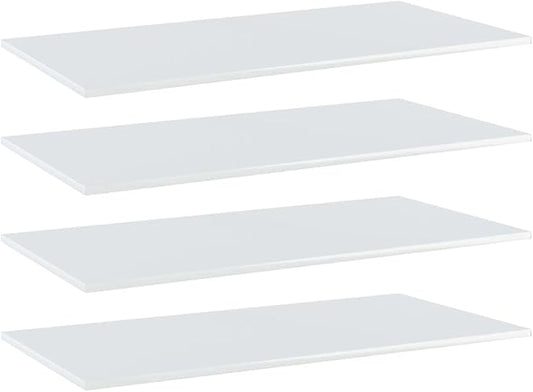 Set of 4 Wall Mounted Floating Shelves, 39.4x19.7 Inch High Gloss White Engineered Wood Display Shelves, Modern Minimalist Storage Ledge for Living Room Library