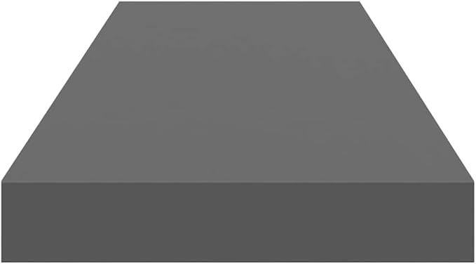 High Gloss Grey Floating Wall Shelf Set of 2, Honeycomb MDF with Metal Frame for Modern Decor, Durable Display Shelves for Living Room or Office