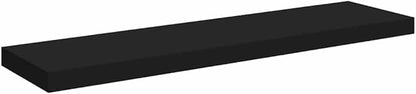 Set of 4 Black Honeycomb MDF and Metal Floating Wall Shelves for Modern Home Office Decor and Display