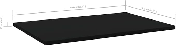 Set of 8 Floating Shelves, 23.6 x 15.7 Inch Engineered Wood Storage Boards for Wall Mounting, Matte Black Decorative Shelving for Living Room, Kitchen, and Office Organization