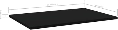 Set of 8 Floating Shelves, 23.6 x 15.7 Inch Engineered Wood Storage Boards for Wall Mounting, Matte Black Decorative Shelving for Living Room, Kitchen, and Office Organization