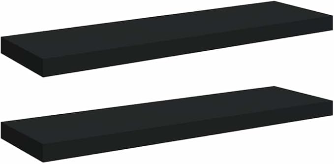 Black Honeycomb Floating Wall Shelf Set of 2, MDF and Metal Modern Shelves for Home Decor, 31.5 Inch with Matte Finish for Living Room Office