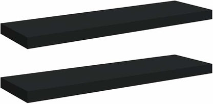 Black Honeycomb Floating Wall Shelf Set of 2, MDF and Metal Modern Shelves for Home Decor, 31.5 Inch with Matte Finish for Living Room Office