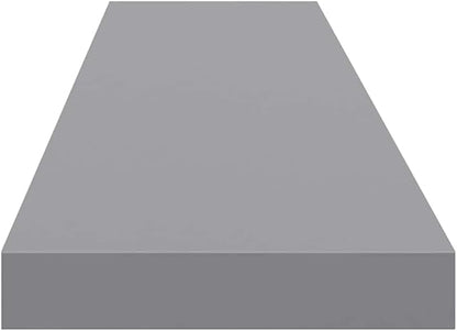 Grey Floating Wall Shelf with Honeycomb Design, MDF and Metal Construction, 47.2x9.3x1.5 Inches, Modern Wall Mounted Storage for Decor and Books, Durable and Space-Saving,