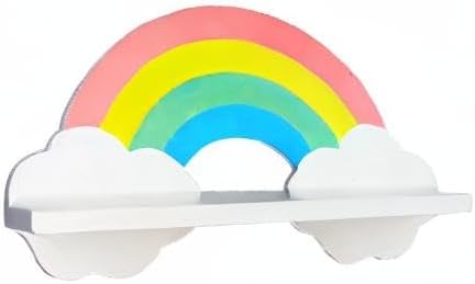 Rainbow Shelves Cloud Wall Shelf for Room Wooden Cloud Shelf Nursery Cloud Decor Floating Cloud Shelf for Bathroom Living Room Bedroom Home Room Nursery
