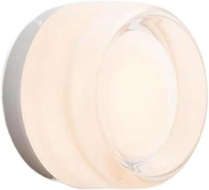 Modern Wall Sconce,Thick Glass Shade LED Fixture,Minimalist Round Wall Lamp for Bathroom Vanity, Bedroom Bedside, Living Room(Transparent)