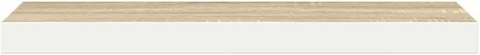 Wall Shelf Set of 4 Oak and White Honeycomb MDF with Metal Standard, Floating Shelves for Living Room Office, Invisible Mounting System, Durable Display Storage Organizer