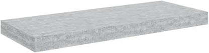 Concrete Grey Floating Wall Shelf Honeycomb MDF Metal Medium Size for Living Room Home Office Storage Display Modern Minimalist Design