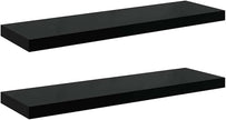 Wall Shelf Set of 2 High Gloss Black Honeycomb MDF Metal Floating Shelves Modern Storage for Home Decor