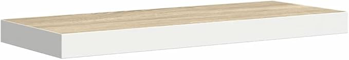 Floating Wall Shelf Set of 2 Oak White Honeycomb MDF Modern Minimalist Display Shelves Sturdy Mounted Storage for Living Room Office