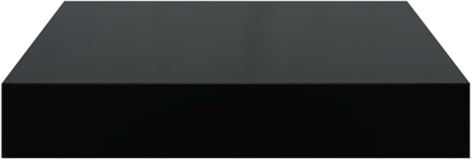 High Gloss Black Floating Wall Shelf Set of 4, Honeycomb MDF and Metal Small Shelves for Modern Home Decor, Display Organizer for Living Room, Bedroom, or Office