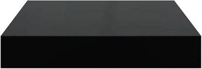 High Gloss Black Floating Wall Shelf Set of 4, Honeycomb MDF and Metal Small Shelves for Modern Home Decor, Display Organizer with Sleek Style and Robust Load Capacity