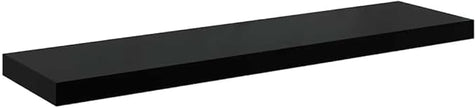 Modern Floating Wall Shelf Set of 2 High Gloss Black Honeycomb MDF with Metal Mounting System for Living Room Office Bedroom Storage Display