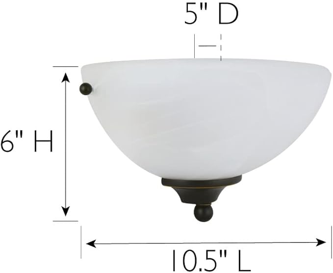 Design House Millbridge Wall Light Sconce, Dimmable, Steel Construction, Alabaster Glass, ETL-Certified, For Hallways/Bedrooms/Bathrooms, Oil-Rubbed Bronze, 5.0 in. L x 10.5 in. W x 6.0 in. H, 514554