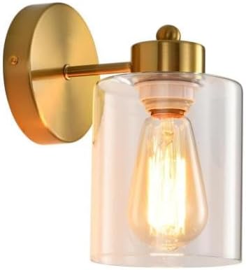 Metal Sconces Wall Lighting with Clear Glass Shade,Bathroom Black Vanity Light Matte Black Wall Sconce, Matte Black Vanity Lights for Bathroom, Modern Wall Light Fixtures