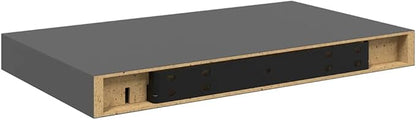 Set of 4 High Gloss Grey Honeycomb MDF and Metal Floating Wall Shelves, Modern Display Storage for Books and Decor with Easy Installation