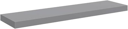 Set of 4 Grey Floating Wall Shelves, Honeycomb MDF and Metal Construction, 35.4x9.3x1.5 Inch, Modern Display Shelves for Home Organization and Decoration, Space-Saving