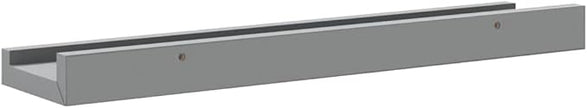 Picture Frame Ledge Shelves Set of 2, Gray Wall Mounted Display 15.7 Inch, U-Shaped MDF Floating Shelves for Photos and Decor, Easy Install with Keyhole Hangers